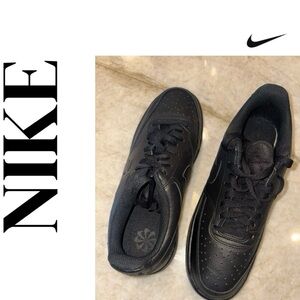 Size women 10/men 8.5 NIKE Court Vision Next Nature Low Triple Black On Black
